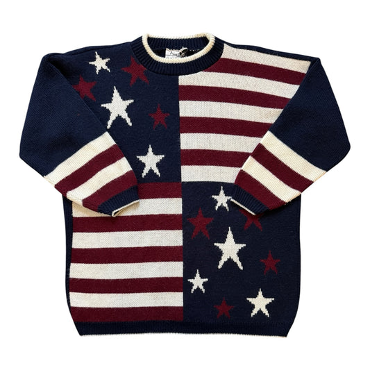 Woman's Extra large Private Eyes USA Flag Style Knitted Jumper