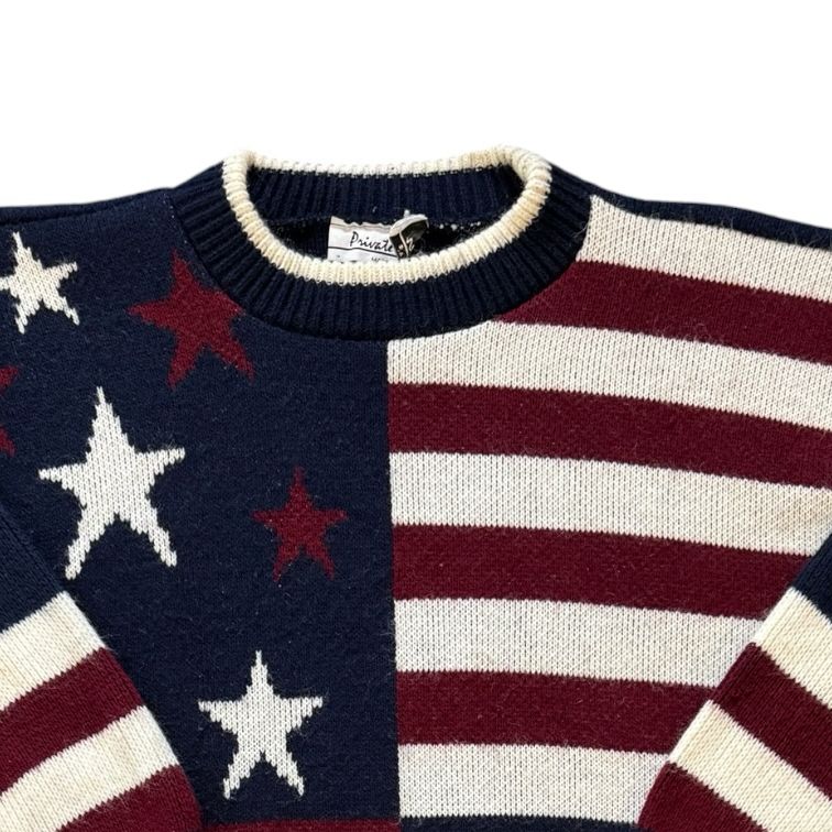 Woman's Extra large Private Eyes USA Flag Style Knitted Jumper