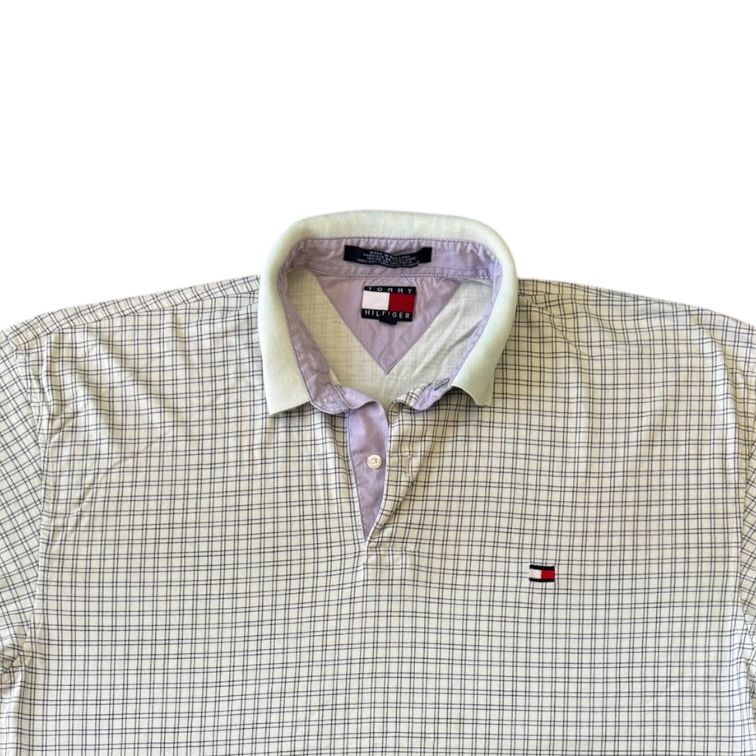 Large Tommy Hilfiger Mint Green Check Golf Polo Shirt