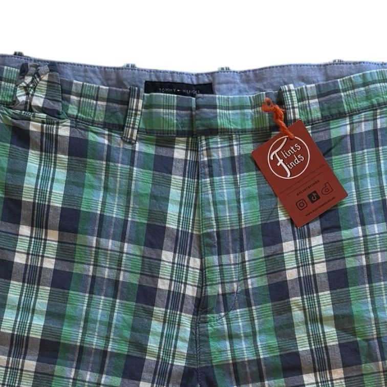 40" Tommy Hilfiger Blue and Green Check Shorts
