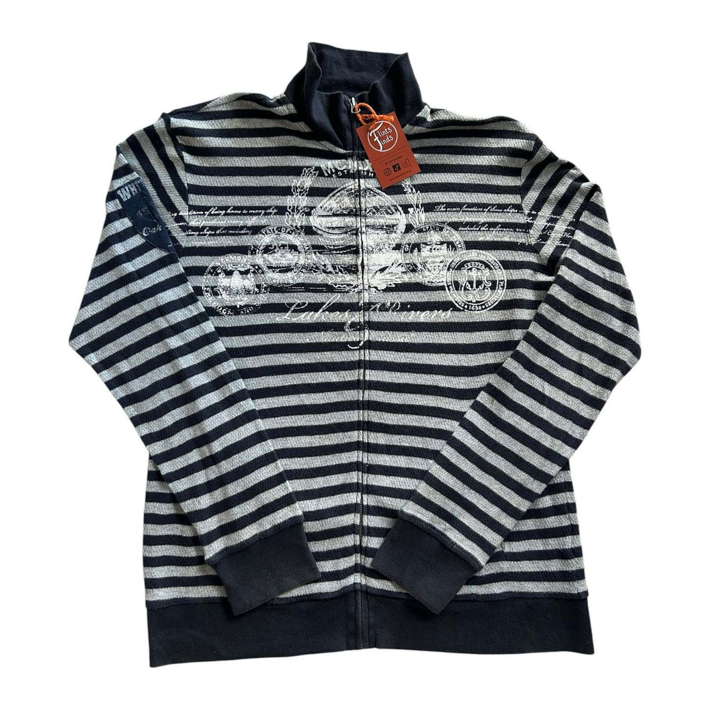 Large Nautica Navy and Grey Full Zip Sweatshirt
