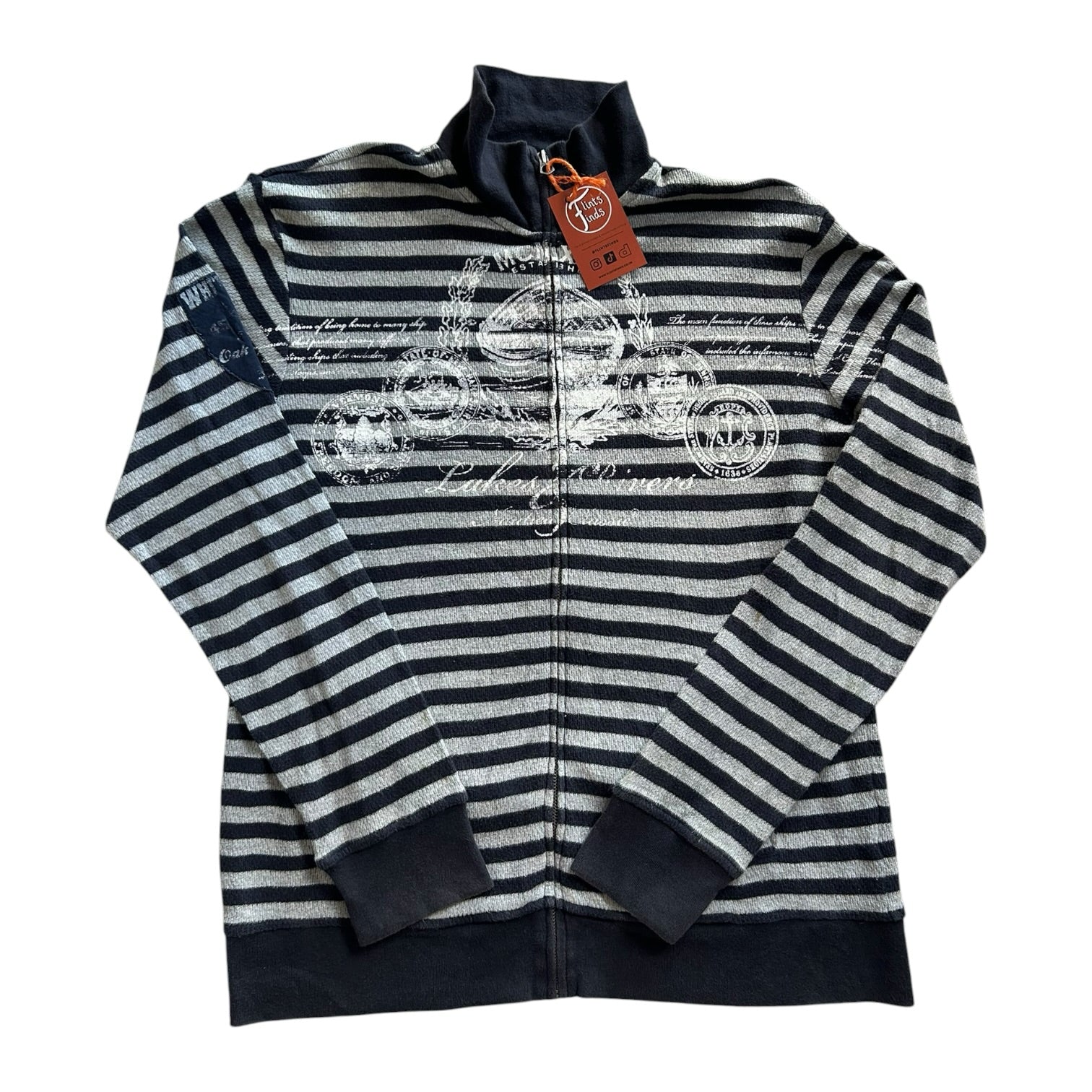 Large Nautica Navy and Grey Full Zip Sweatshirt