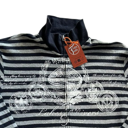 Large Nautica Navy and Grey Full Zip Sweatshirt
