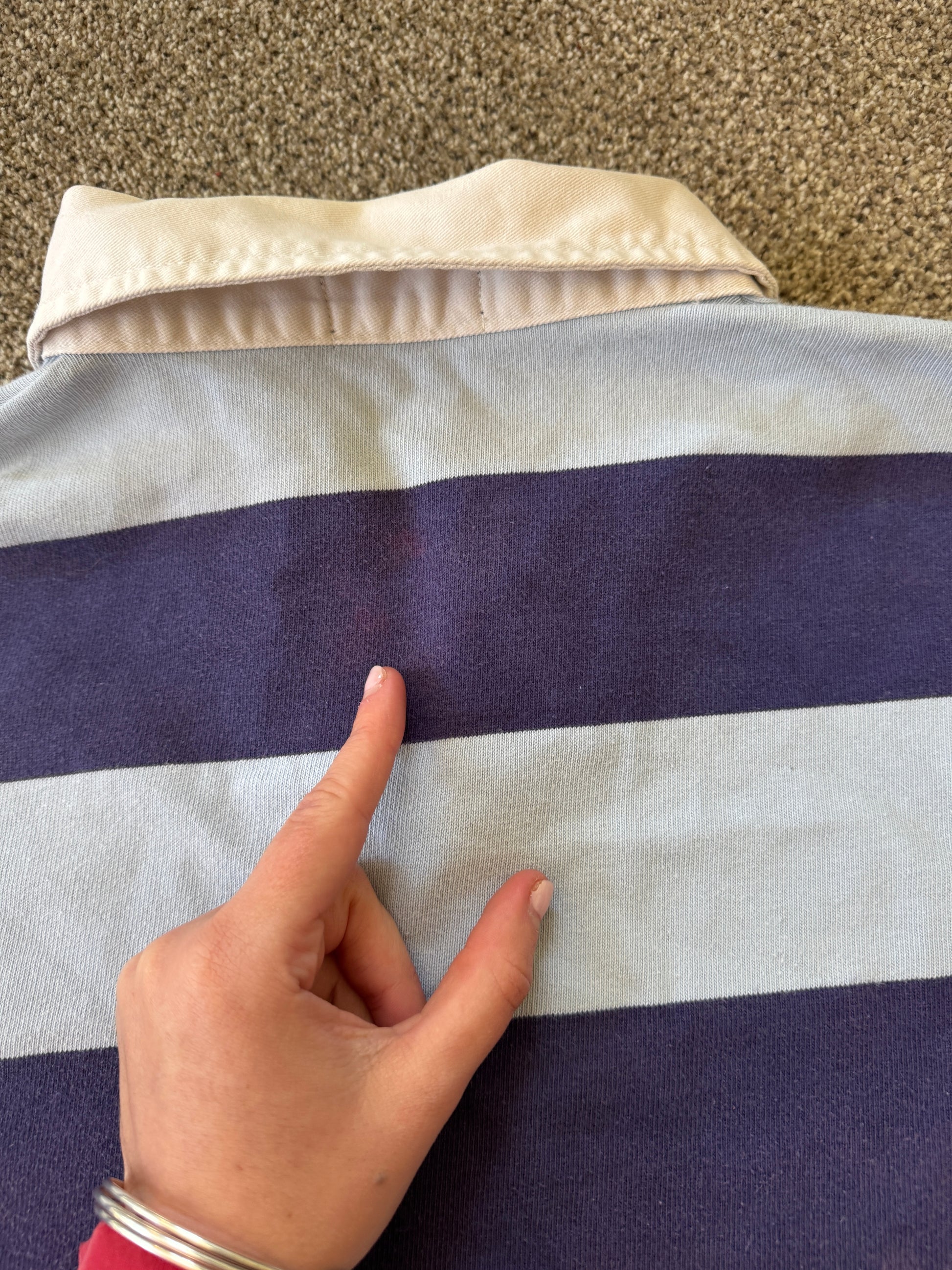 Large Ralph Lauren Navy and Blue Rugby Shirt