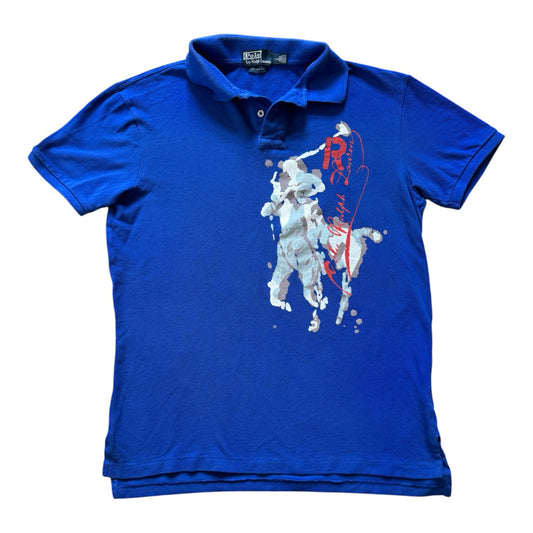 Large Ralph Lauren Blue Horse Graphic Polo Shirt