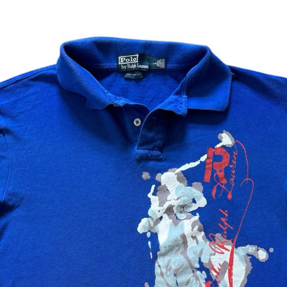 Large Ralph Lauren Blue Horse Graphic Polo Shirt