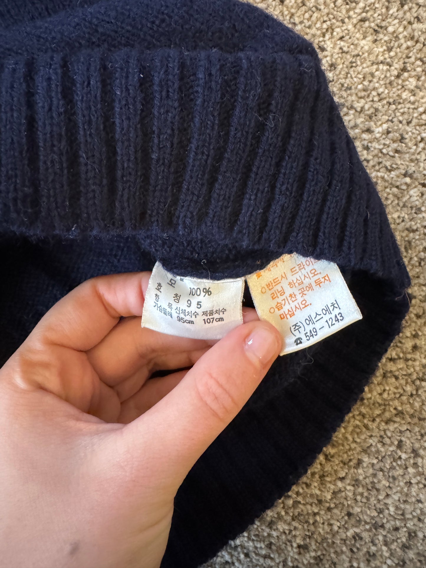 Medium Ralph Lauren Shetland Wool Navy Pheasant Cardigan