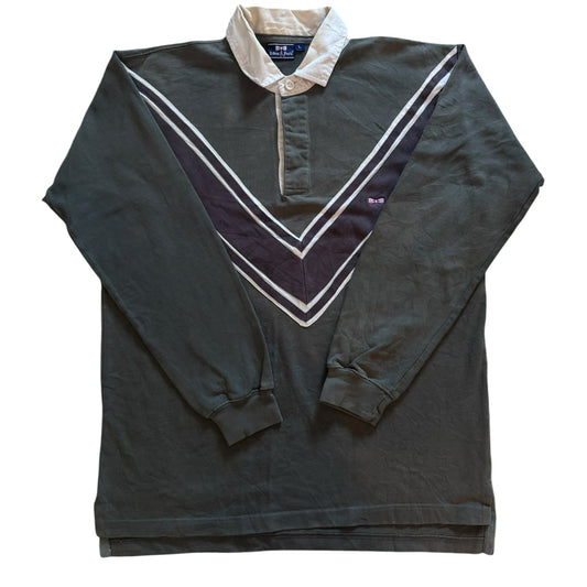 Large Eden Park Green and Navy Rugby Shirt
