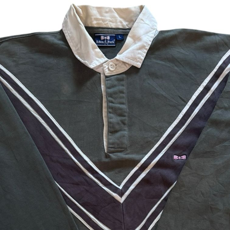 Large Eden Park Green and Navy Rugby Shirt
