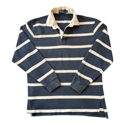 Medium Ralph Lauren Navy and White Rugby Shirt