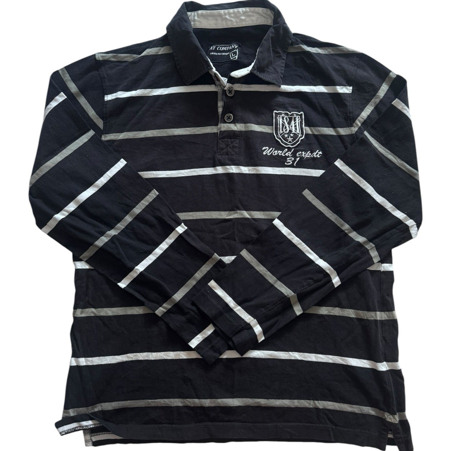 Large At Company Black, White and Grey Rugby Shirt