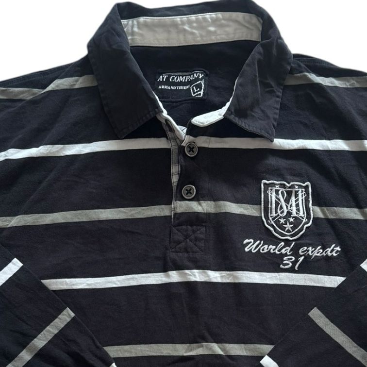 Large At Company Black, White and Grey Rugby Shirt