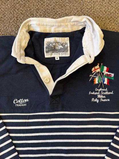 Medium Cotton Traders Six Nations Navy Rugby Shirt