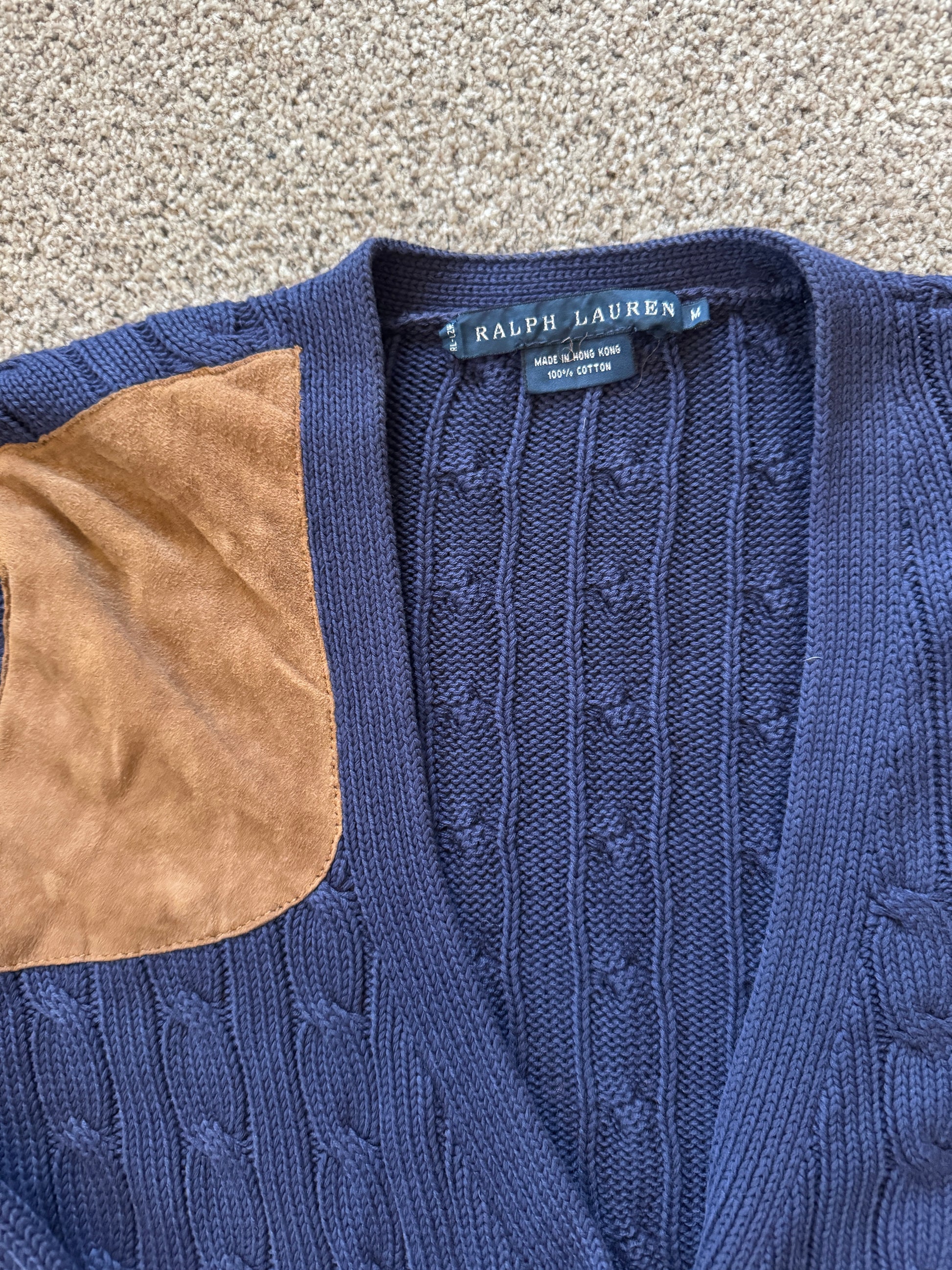 Woman's Medium Ralph Lauren Navy Cable Knit Cardigan