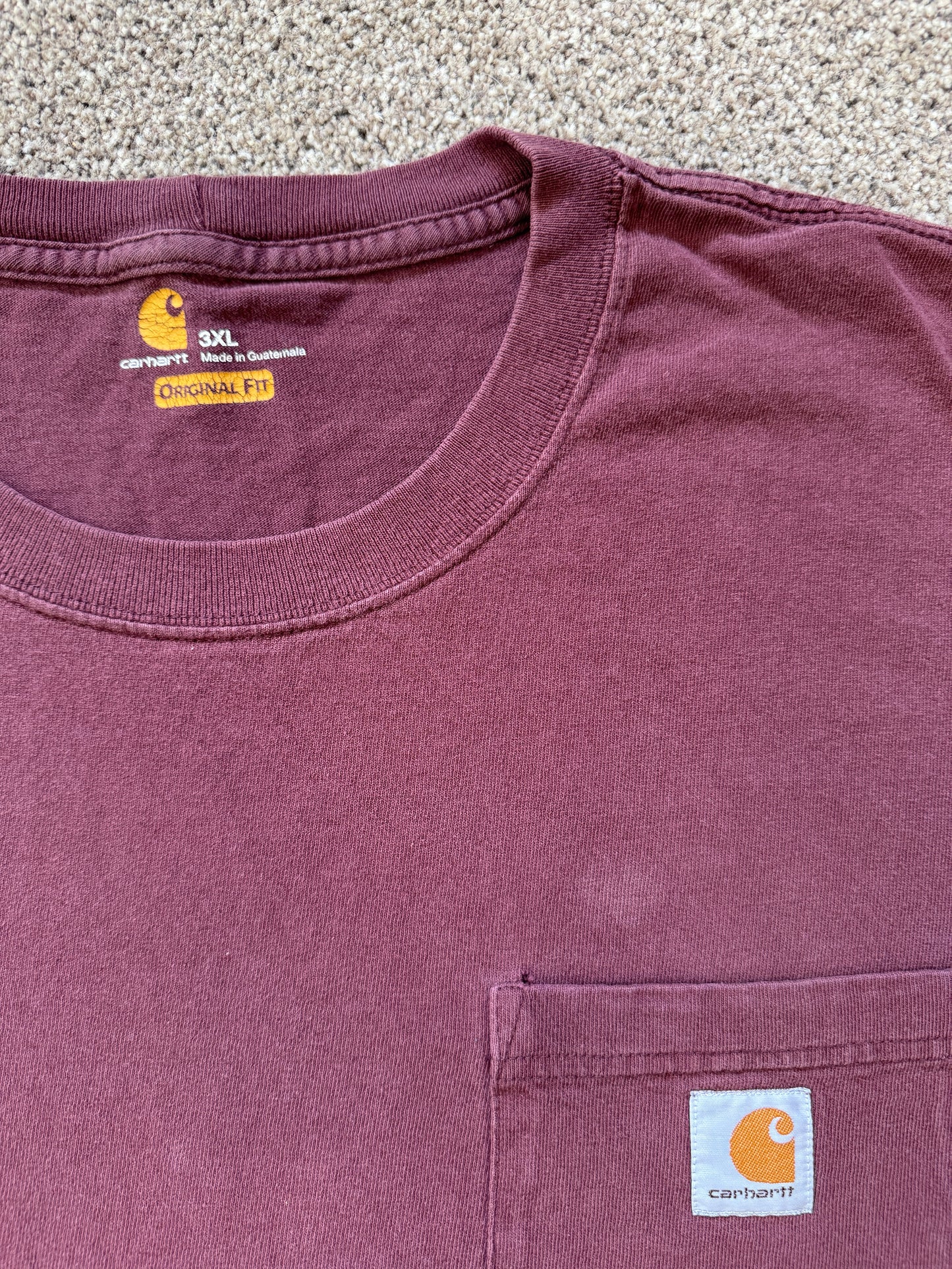 3XL Carhartt Burgundy Red Pocket T-Shirt