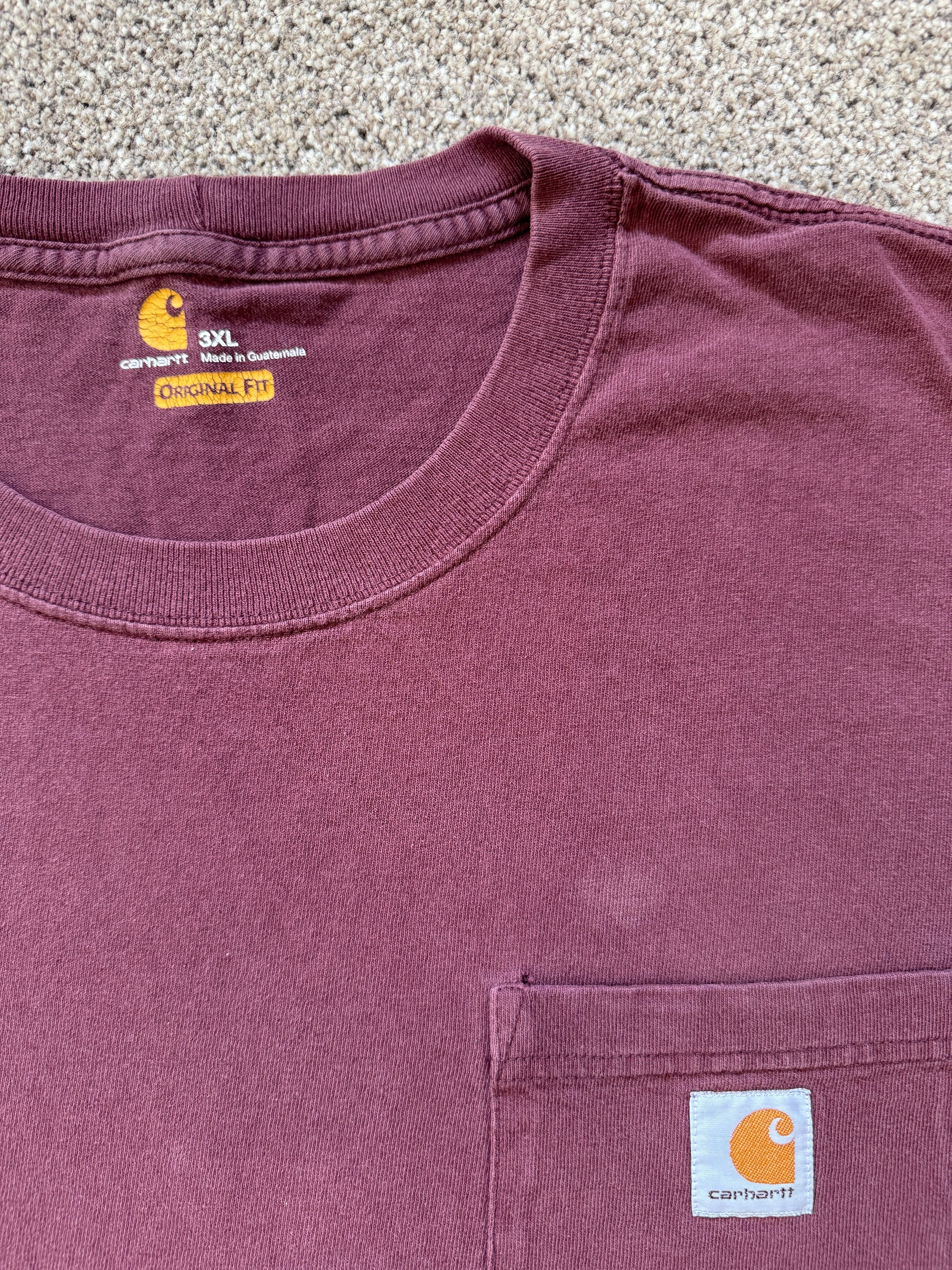 3XL Carhartt Burgundy Red Pocket T-Shirt