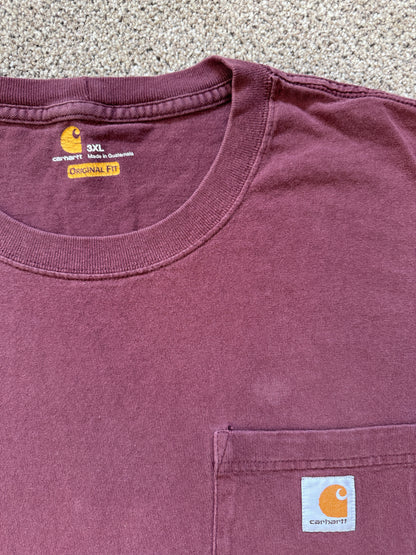 3XL Carhartt Burgundy Red Pocket T-Shirt