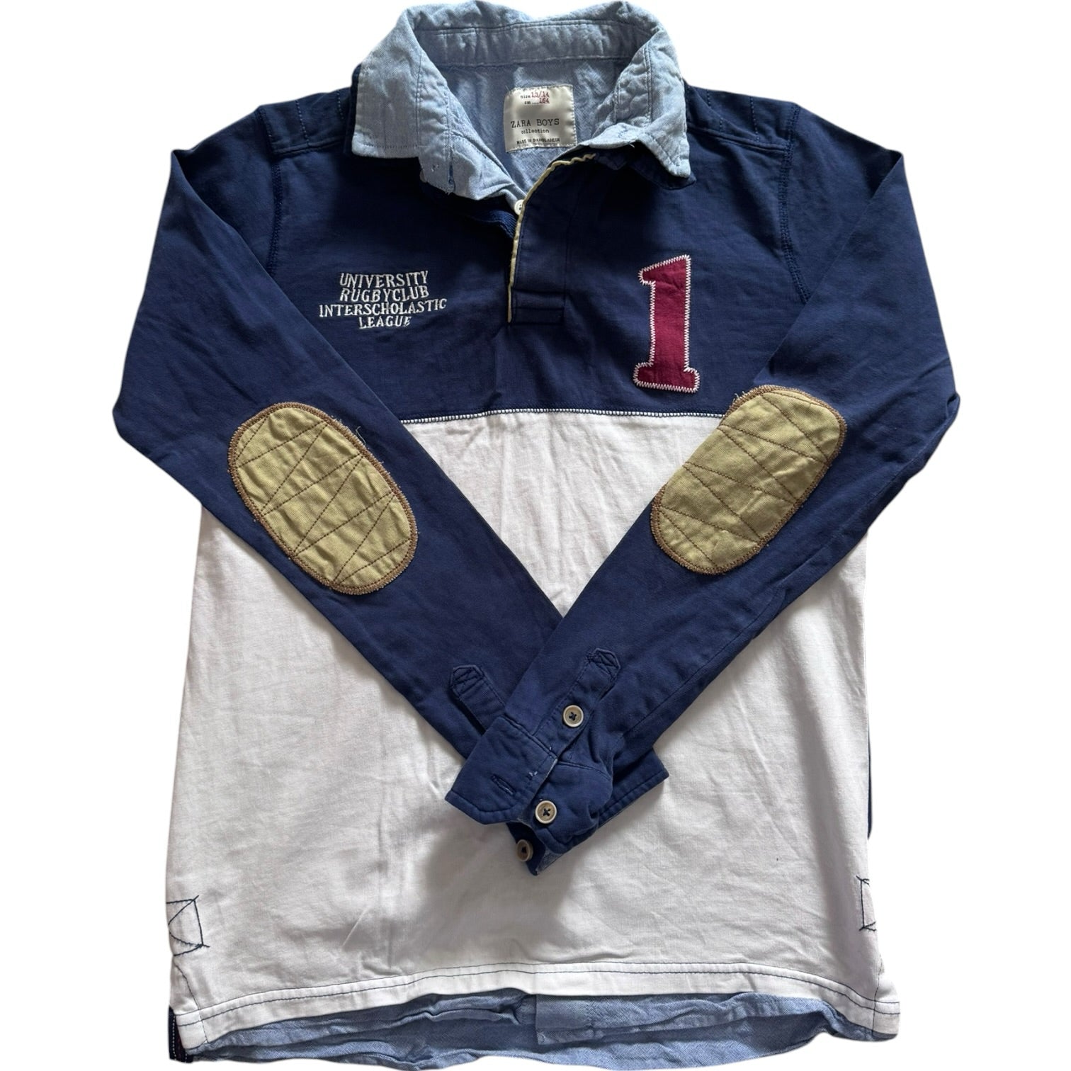Aged 13-14 Zara Navy and White Rugby Shirt