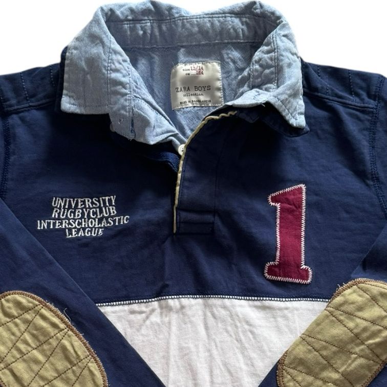 Aged 13-14 Zara Navy and White Rugby Shirt