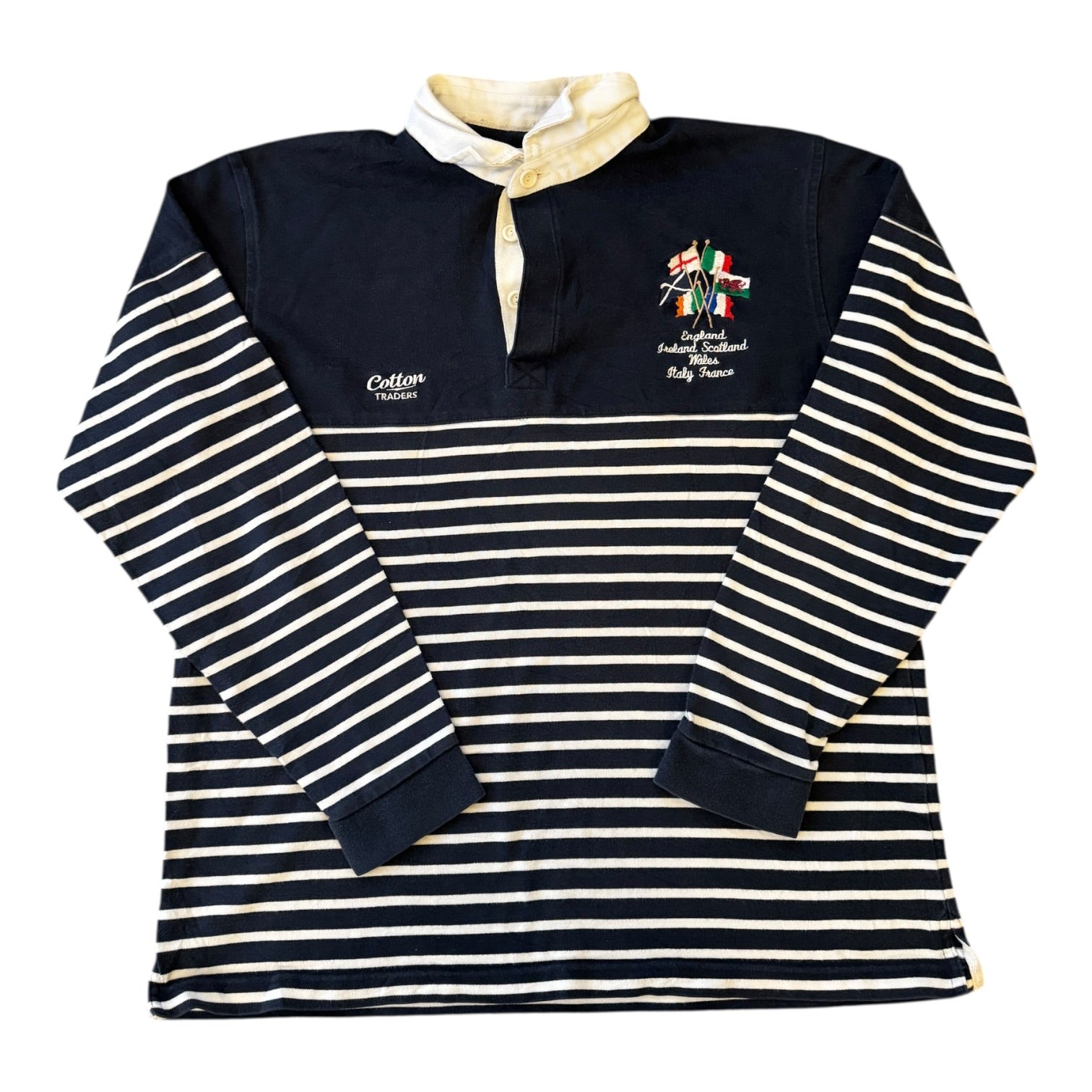 Medium Cotton Traders Six Nations Navy Rugby Shirt