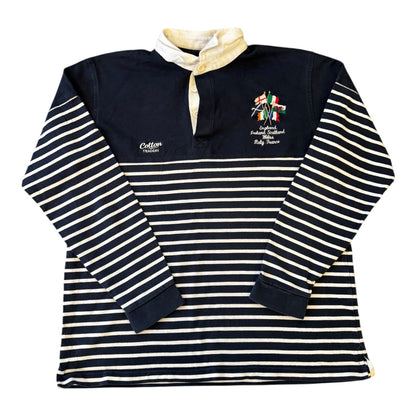 Medium Cotton Traders Six Nations Navy Rugby Shirt