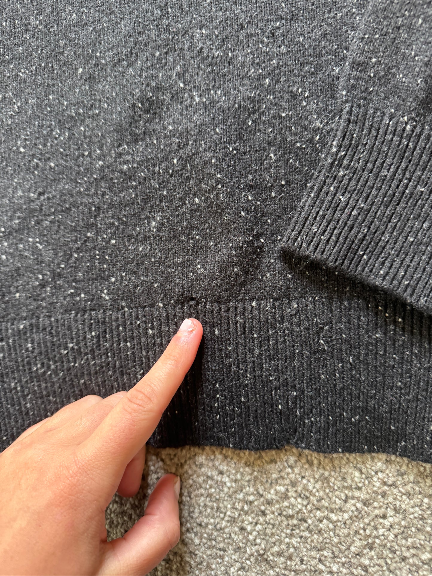 Medium Gap Black Speckled Knitted Wool Jumper