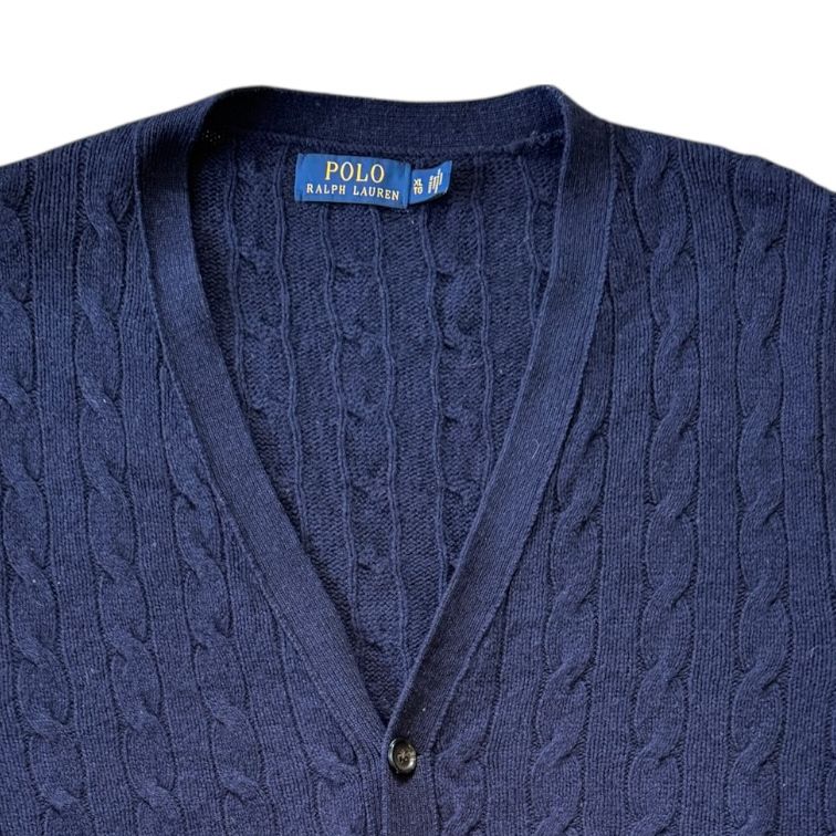Extra large Ralph Lauren Navy Wool Cable Knit Sweater Vest Waistcoat