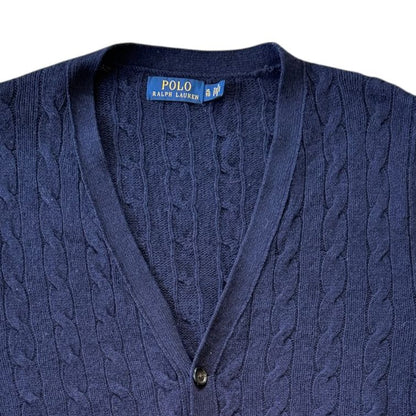 Extra large Ralph Lauren Navy Wool Cable Knit Sweater Vest Waistcoat