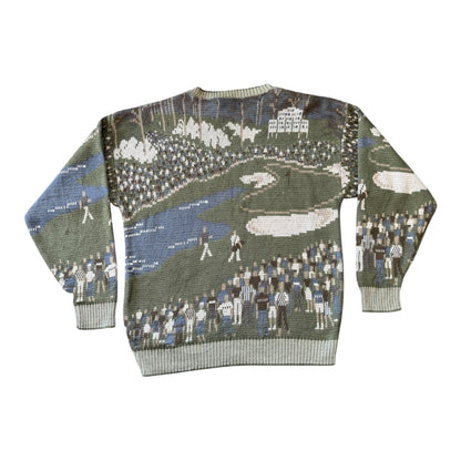 Large 90's Crossings Green "Walk up the Fairway" Golf Knitted Jumper