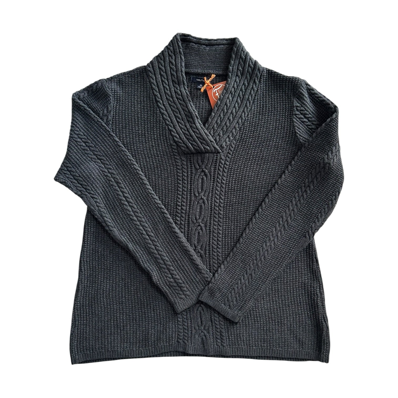 Woman's Extra large Nautica Grey Knitted Shawl Neck Jumper