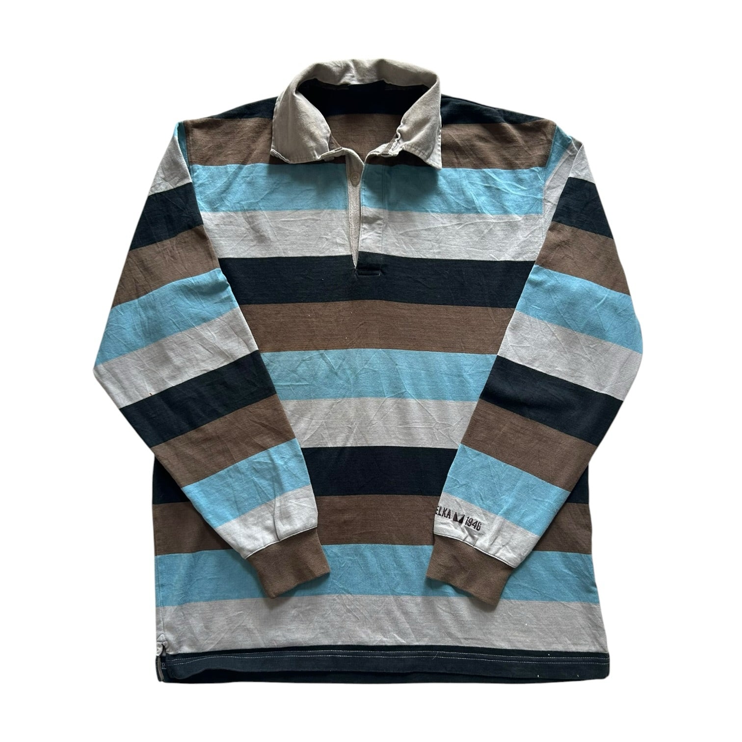 Medium Melka Blue, Brown and Black Rugby Shirt