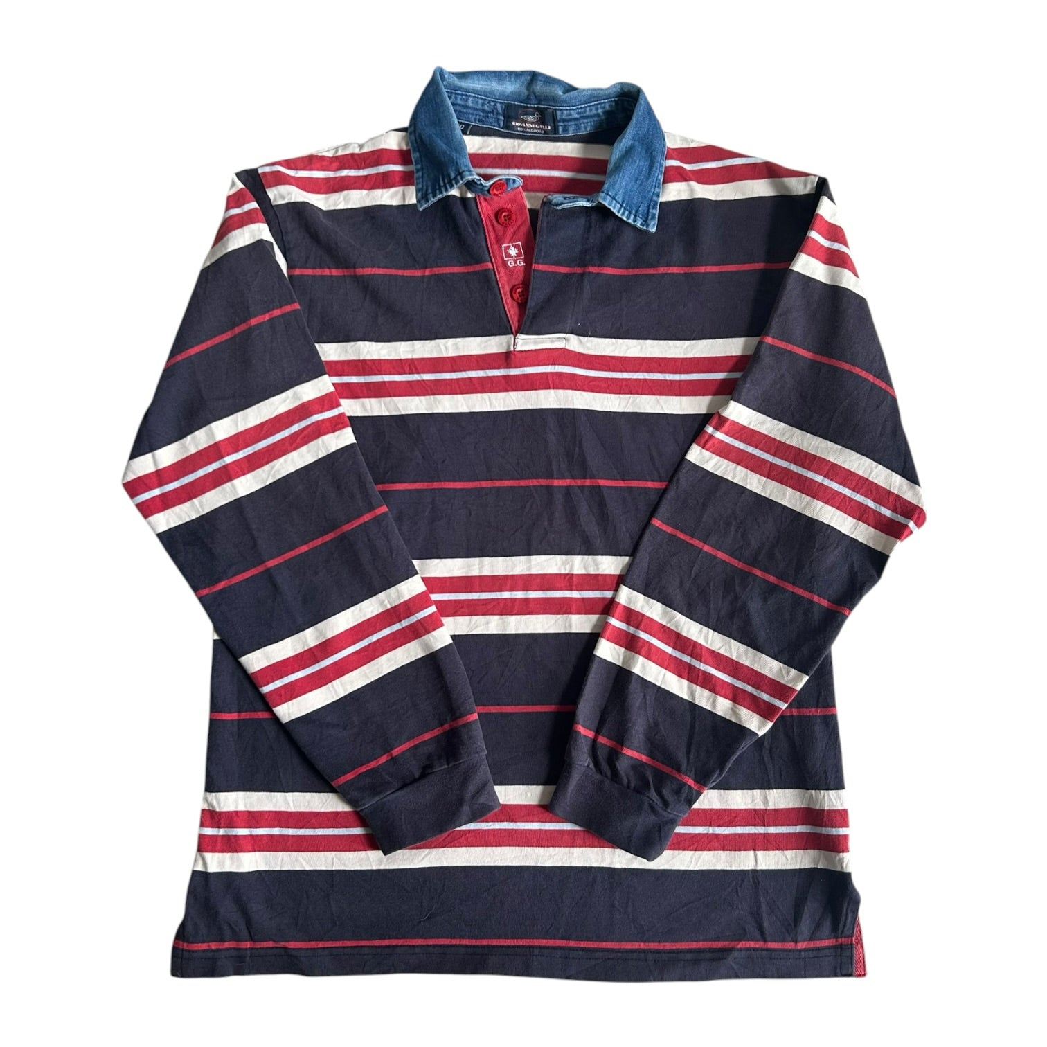 Extra large Giovinni Galli Red, Navy and White Rugby Shirt
