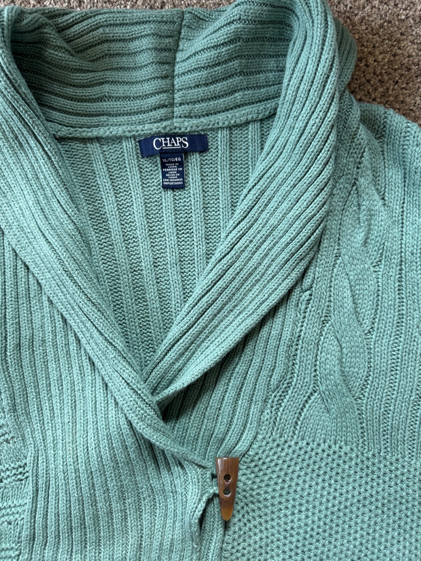 Woman's Extra large Chaps Green Sleeveless Cardigan