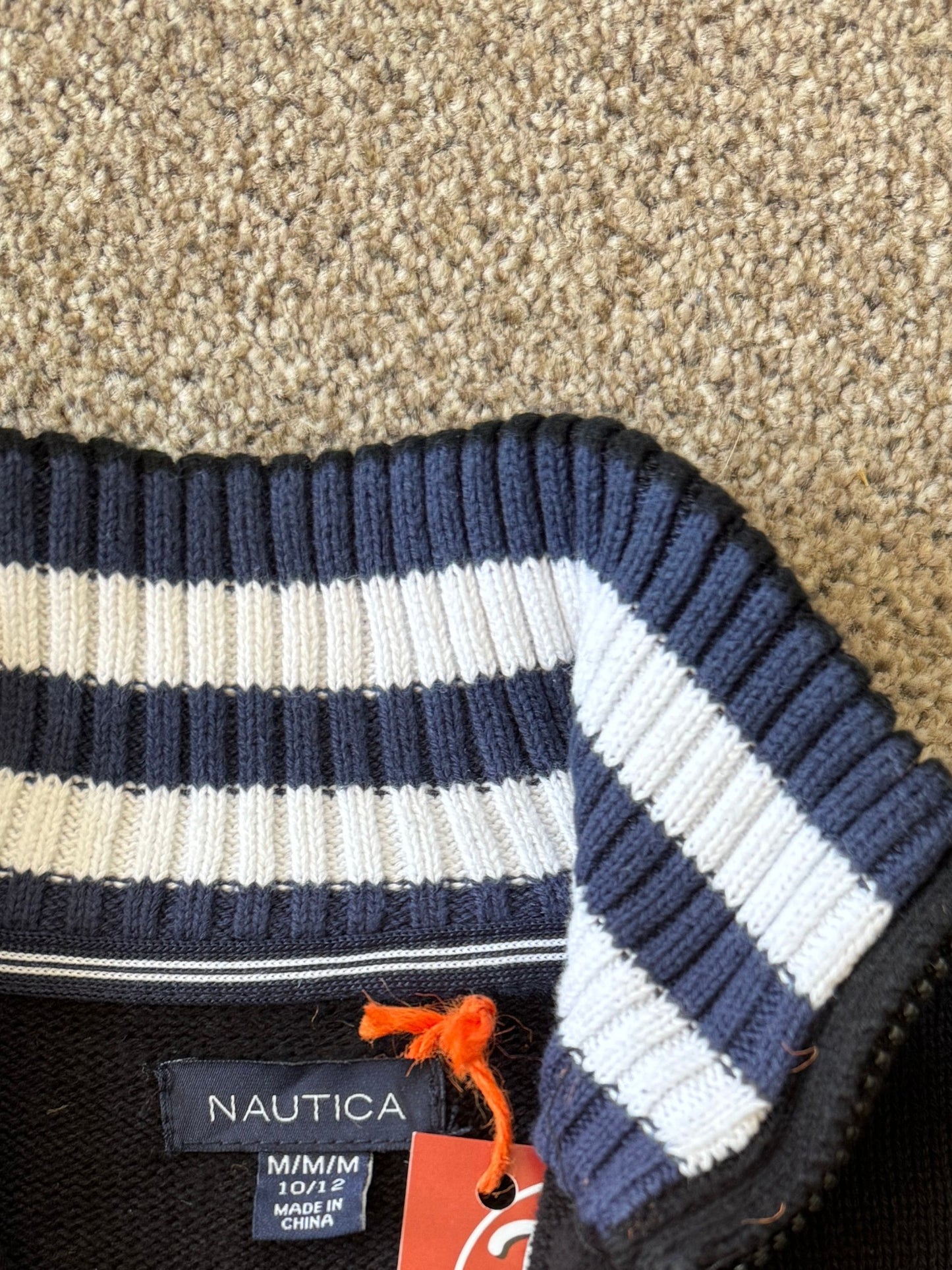 Aged 10-12 Nautica Black 1/4 Zip