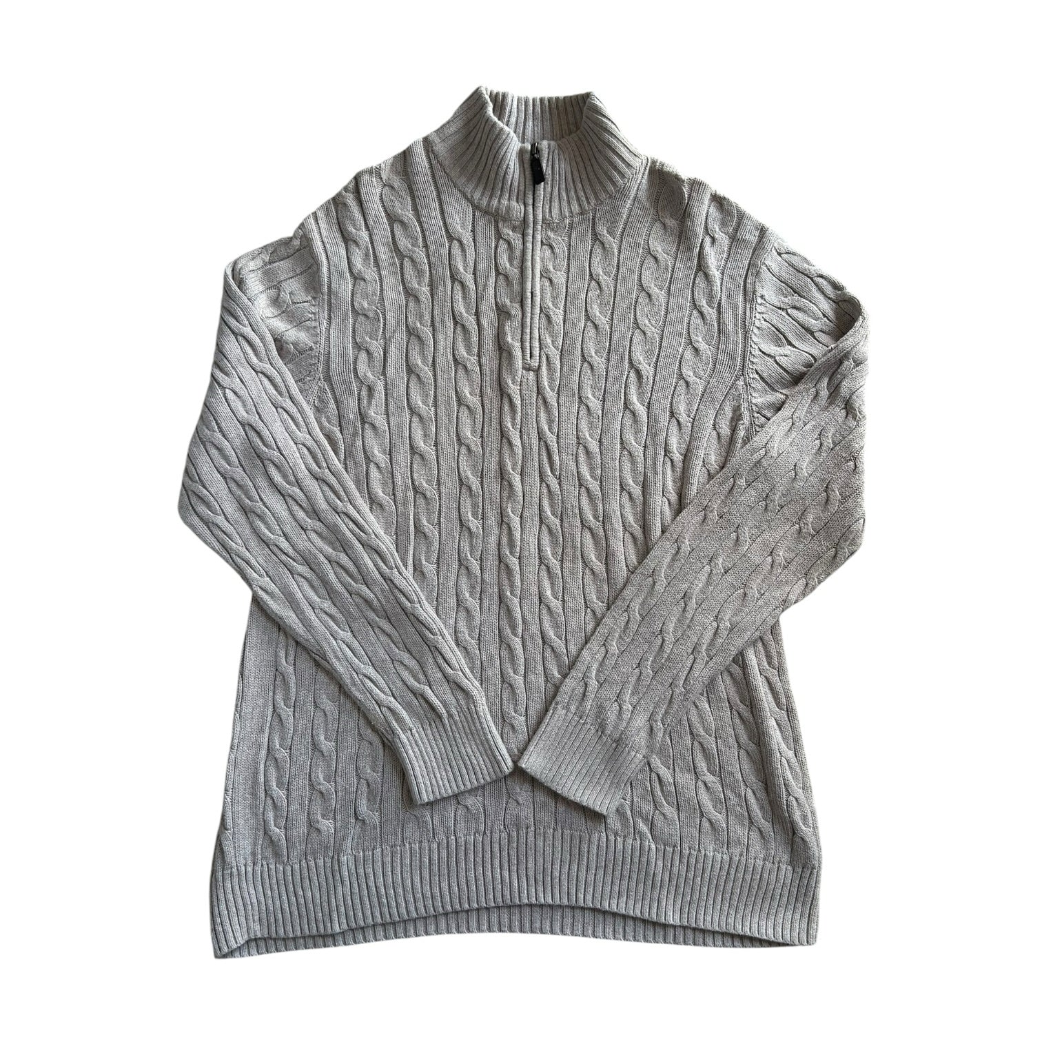 Large Old Navy Beige Cable Knit 1/4 Zip