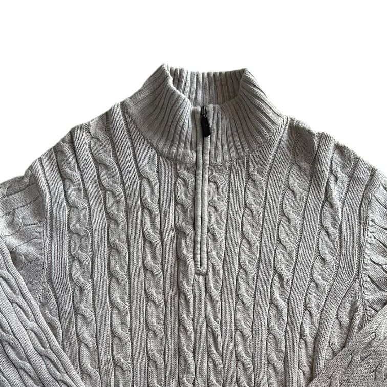 Large Old Navy Beige Cable Knit 1/4 Zip
