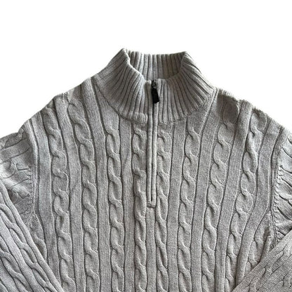 Large Old Navy Beige Cable Knit 1/4 Zip