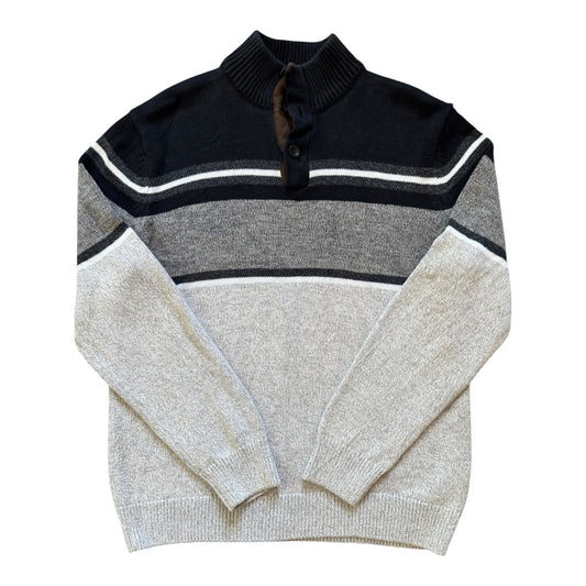 Medium Chaps Grey and Black 1/4 Button Knitted Jumper