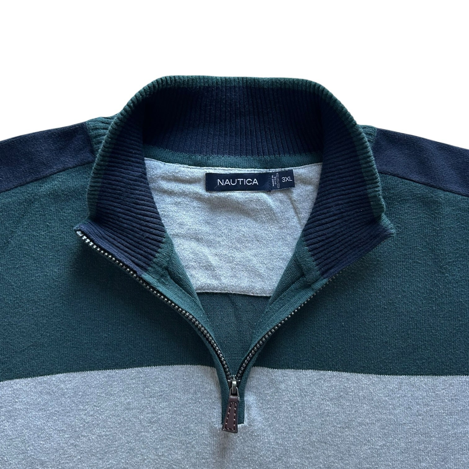 3XL Nautica Grey And Green 1/4 Zip