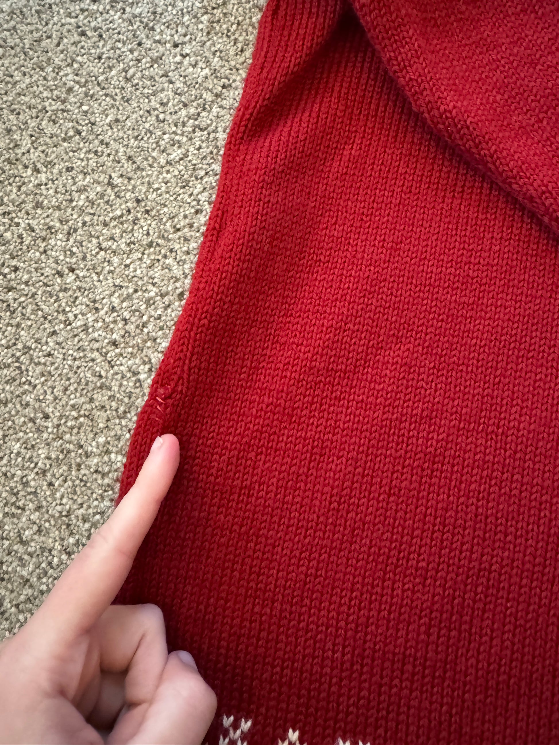 Woman's Large Dale Of Norway Red Wool Fair Isle Knitted 1/4 Zip