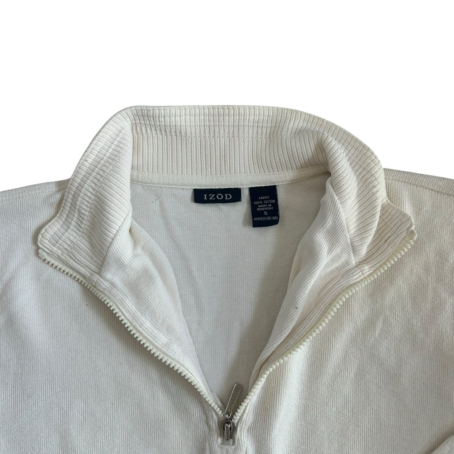 Woman's Small Izod White 1/4 Zip