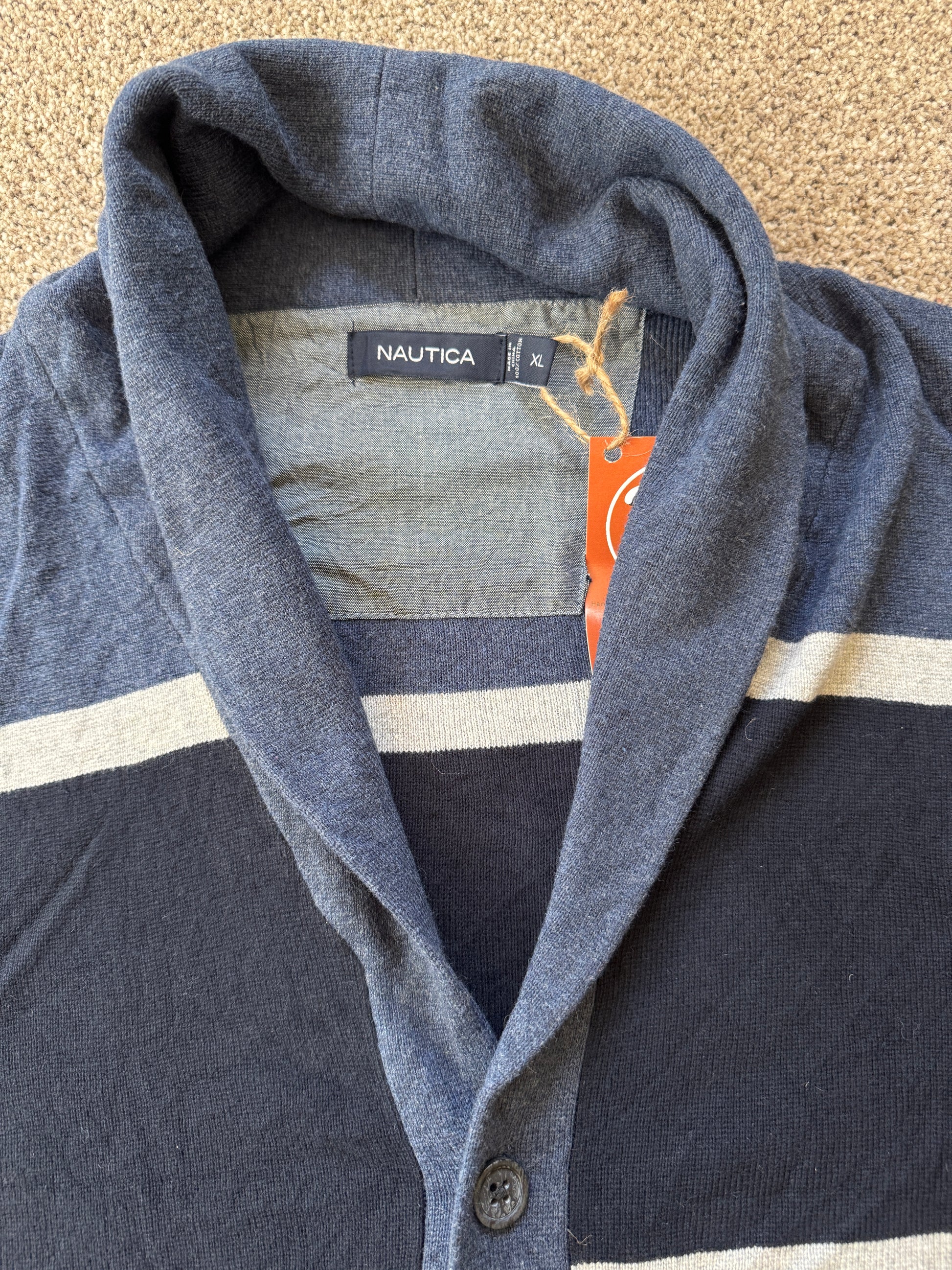 Extra large Nautica Blue, Navy and White Cardigan