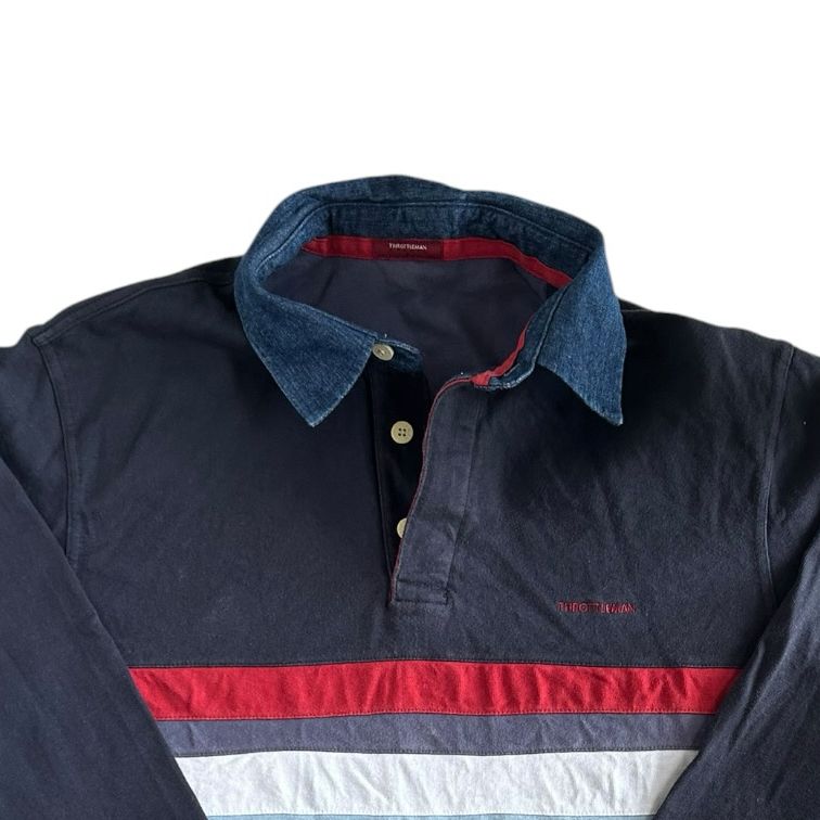 Large Throttleman Navy, Red and White Rugby Shirt