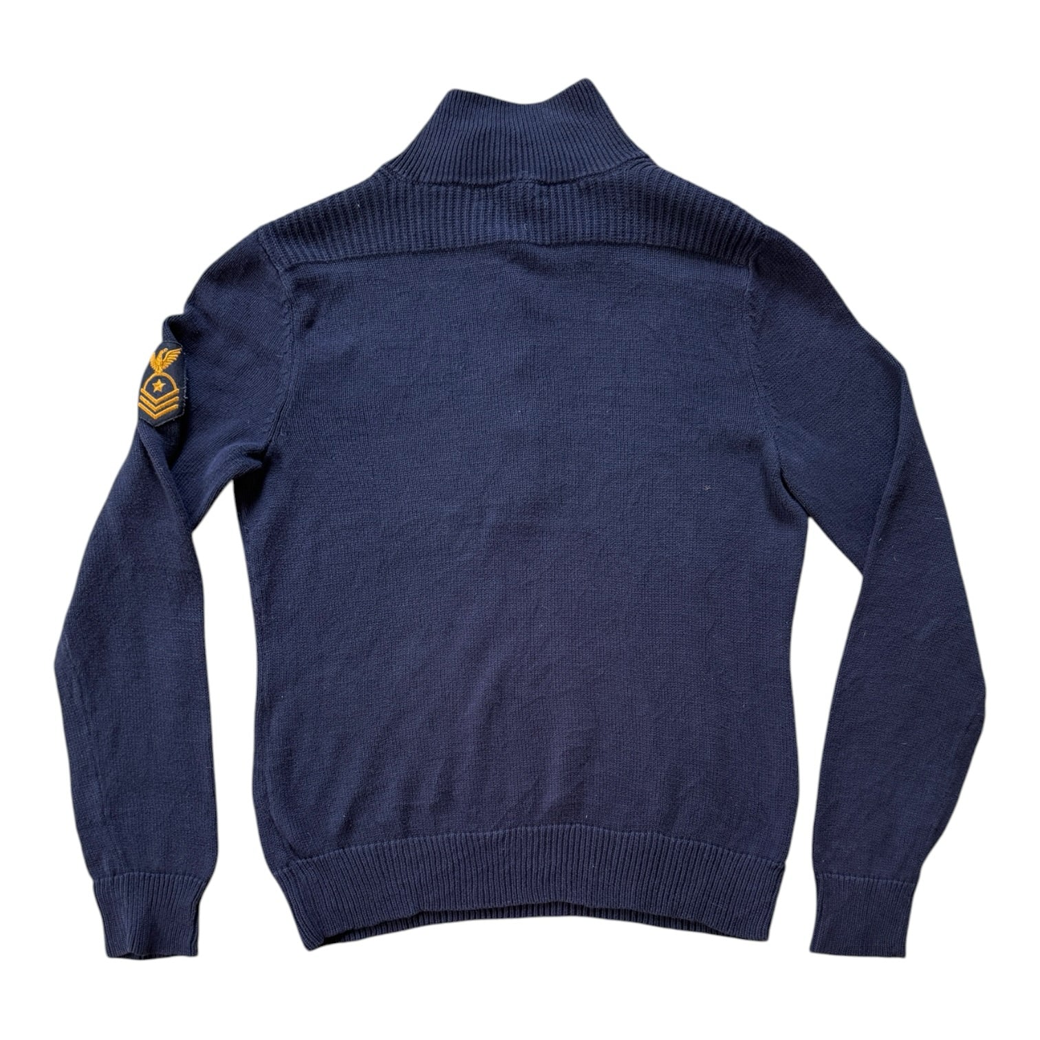 Woman's Large Ralph Lauren Navy Knitted 1/4 Button Jumper with Military Patch