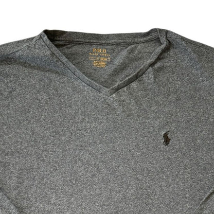 Large Ralph Lauren Grey V-Neck Long Sleeved T-Shirt