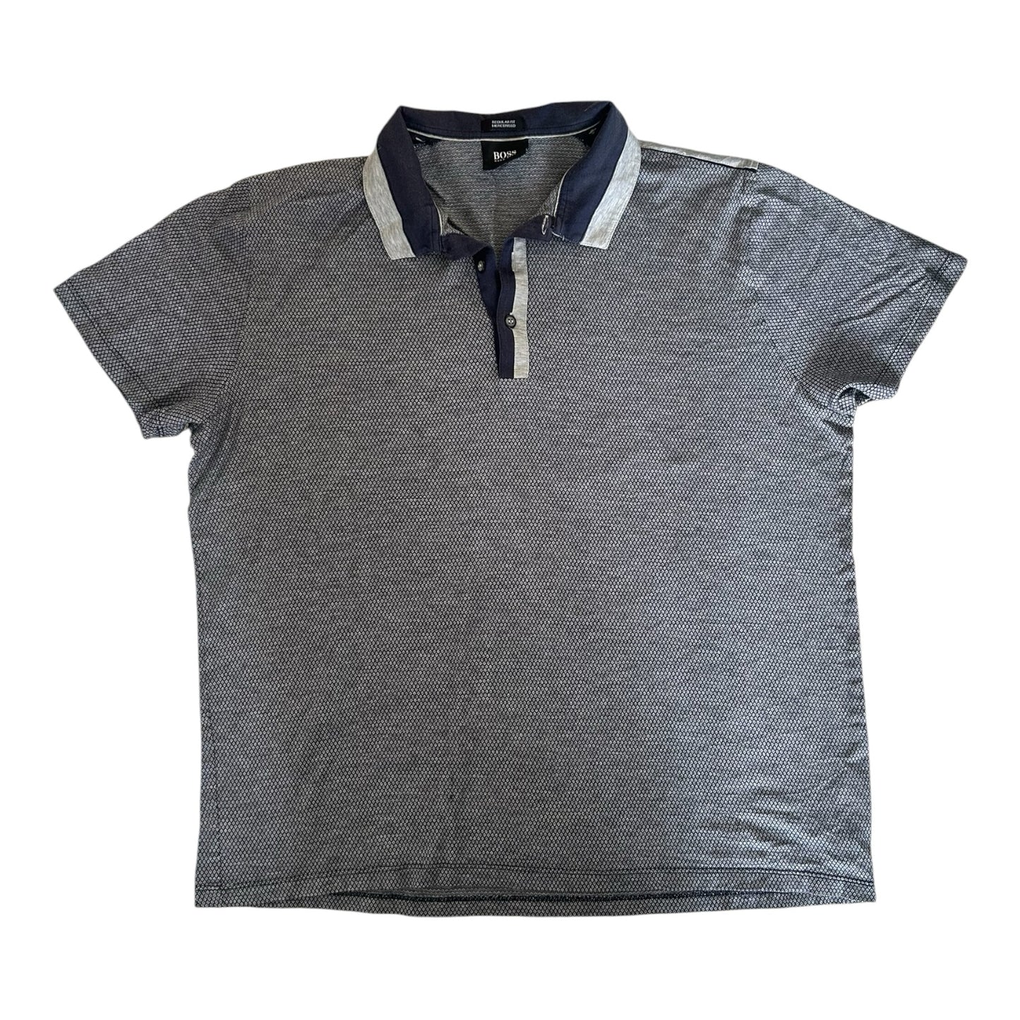 Extra large Hugo Boss Diamond Patterned Grey Polo Shirt