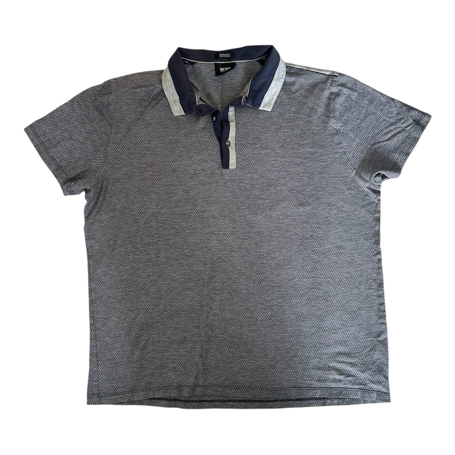 Extra large Hugo Boss Diamond Patterned Grey Polo Shirt