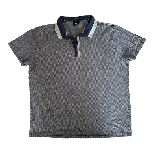 Extra large Hugo Boss Diamond Patterned Grey Polo Shirt