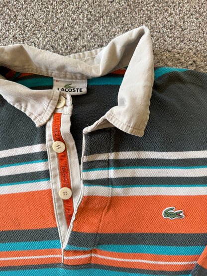 Medium Lacoste Orange and Grey Long Sleeved Polo Shirt