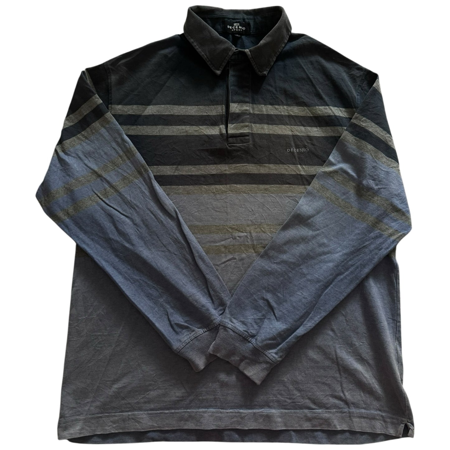 Medium Decenio Grey Striped Rugby Shirt